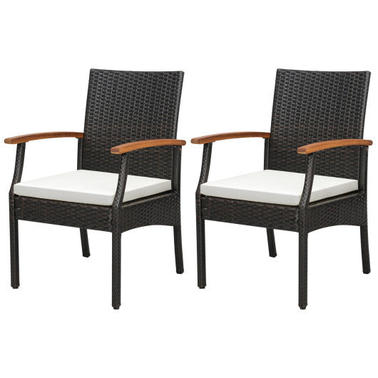 Patio Wicker Chair Set of 2 with Soft Zippered Cushion W2B