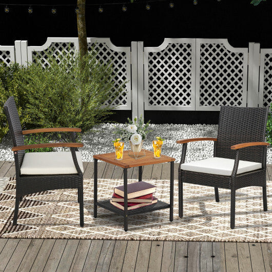 Patio Wicker Chair Set of 2 with Soft Zippered Cushion W2B