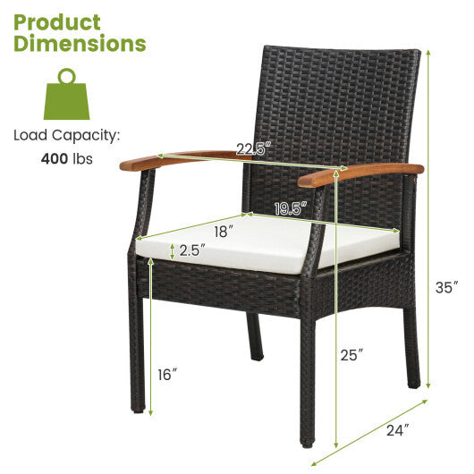 Patio Wicker Chair Set of 2 with Soft Zippered Cushion W2B