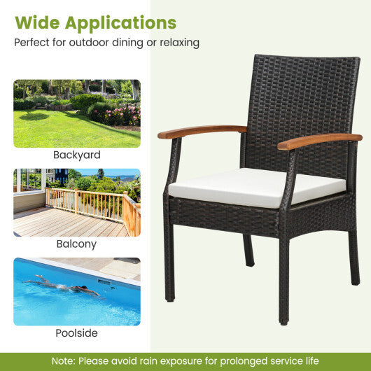 Patio Wicker Chair Set of 2 with Soft Zippered Cushion W2B