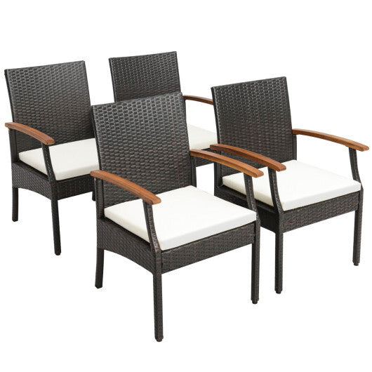 Patio Wicker Chair Set of 2 with Soft Zippered Cushion W2B