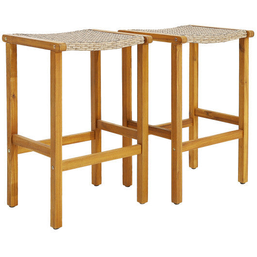 Patio Wood Bar Stools Set of 2/4-2Pieces W2B
