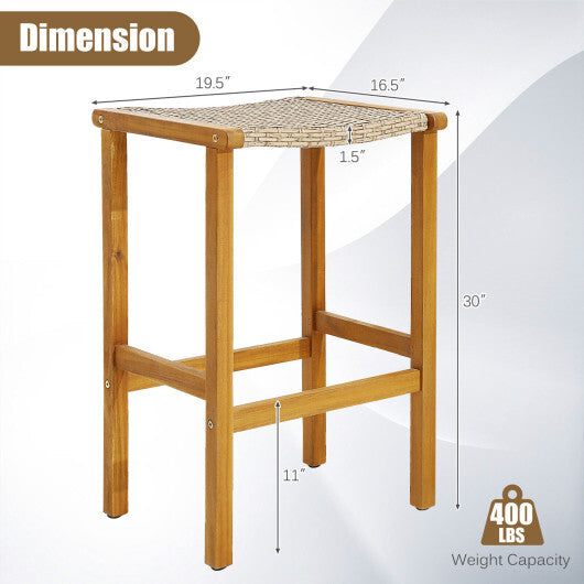 Patio Wood Bar Stools Set of 2/4-2Pieces W2B