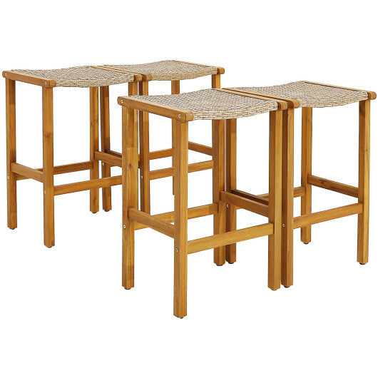 Patio Wood Bar Stools Set of 2/4-2Pieces W2B