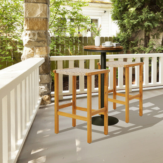Patio Wood Bar Stools Set of 2/4-2Pieces W2B