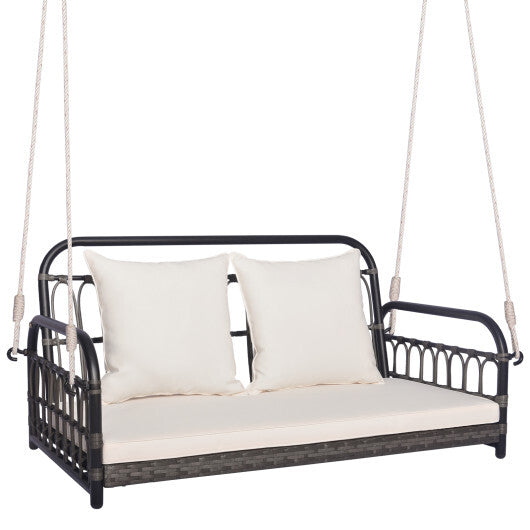 2-Person Outdoor Hanging Chair with Ropes-Gray W2B