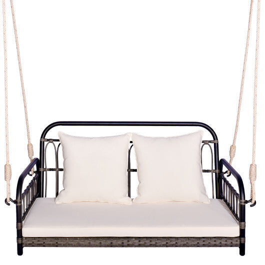 2-Person Outdoor Hanging Chair with Ropes-Gray W2B