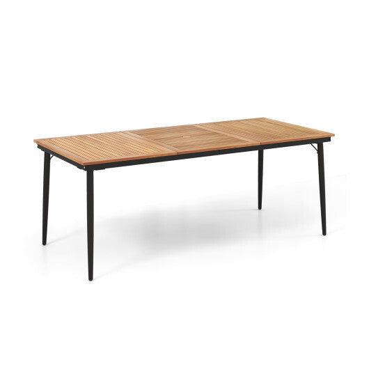 79 Inch Acacia Wood Outdoor Dining Table for 8 with 1.9 Inch Umbrella Hole W2B