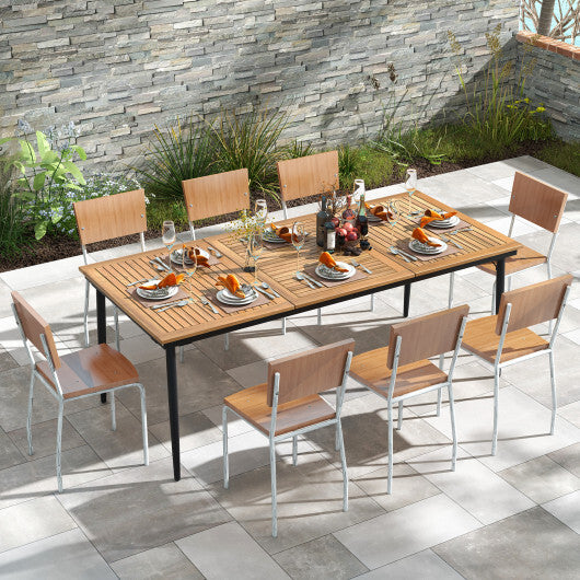 79 Inch Acacia Wood Outdoor Dining Table for 8 with 1.9 Inch Umbrella Hole W2B