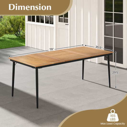 79 Inch Acacia Wood Outdoor Dining Table for 8 with 1.9 Inch Umbrella Hole W2B