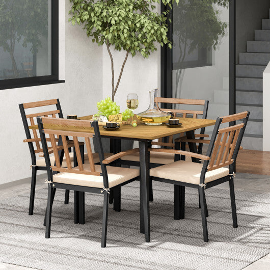 5 Pieces Patio Dining Set with Cushions and 1.9 inches Umbrella Hole W2B