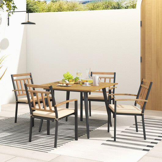 5 Pieces Patio Dining Set with Cushions and 1.9 inches Umbrella Hole W2B