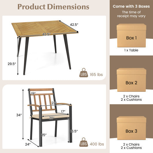 5 Pieces Patio Dining Set with Cushions and 1.9 inches Umbrella Hole W2B