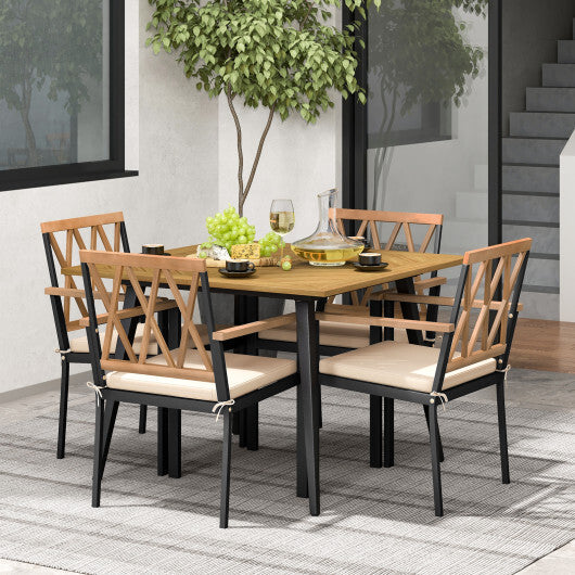 Outdoor Dining Table and Chairs with Cushions and 1.9 inches Umbrella Hole W2B