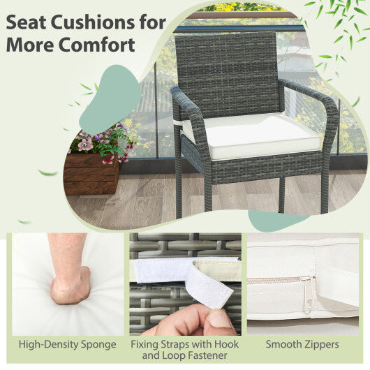 Patio Wicker Barstools with Armrests and Soft Cushions for Porch Backyard Set of 2 W2B