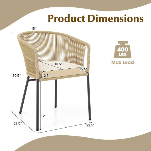 Patio Chairs Set of 4 with Curved Backrest and Seat Cushion for Patio