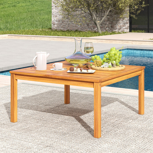 35.5 Inches Patio Solid Acacia Wood Coffee Table Side Table