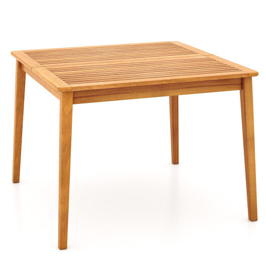 40 Inch Acacia Wood Dining Square Bistro Table with 1.96 Inch Umbrella Hole W2B