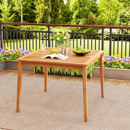 40 Inch Acacia Wood Dining Square Bistro Table with 1.96 Inch Umbrella Hole W2B