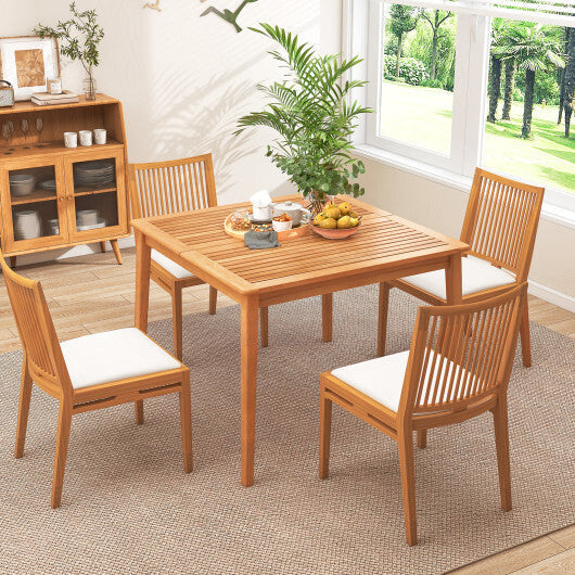 40 Inch Acacia Wood Dining Square Bistro Table with 1.96 Inch Umbrella Hole W2B