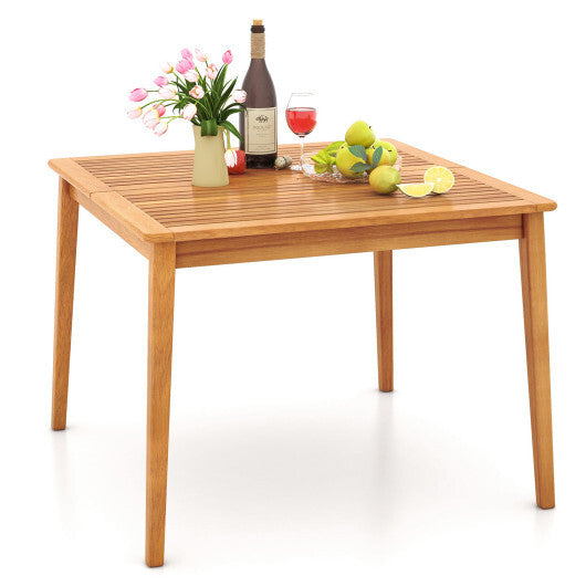 40 Inch Acacia Wood Dining Square Bistro Table with 1.96 Inch Umbrella Hole W2B