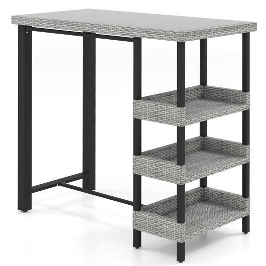 43.5 Inch Outdoor Bar Table with Tempered Glass Top W2B