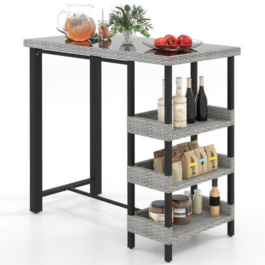 43.5 Inch Outdoor Bar Table with Tempered Glass Top W2B