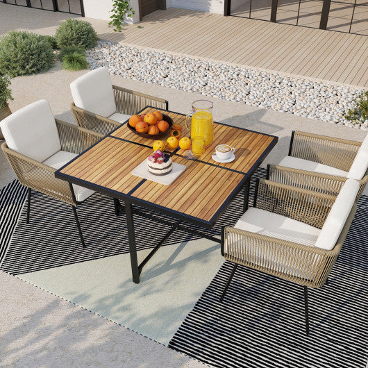 43.5 Inch 4-Person Square Patio Dining Table-Natural