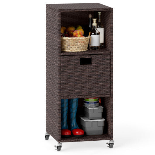 Outdoor Storage Cabinet with Drawer and 3 Shelves for Backyard W2B