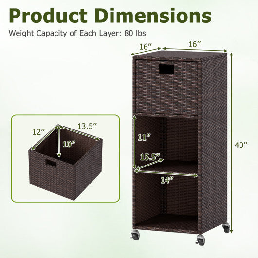Outdoor Storage Cabinet with Drawer and 3 Shelves for Backyard W2B