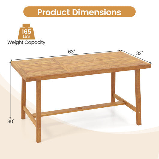 Acacia Wood Dining Table for 6 People Heavy-Duty Indoor Outdoor
