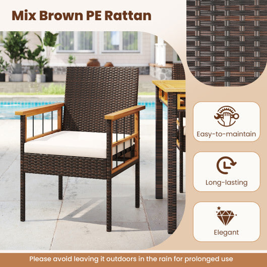 Patio Dining Chairs Set of 2 with Soft Cushions-White W2B