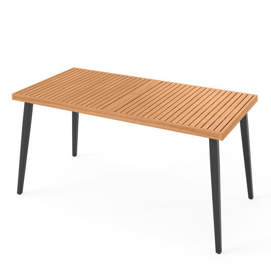 63 Inches Outdoor Indoor Dining Table with 1.97 Inches Umbrella Hole and Metal Legs