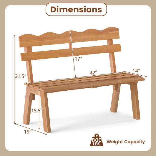 Outdoor Acacia Wood Garden Bench with 800 lbs Weight Capacity