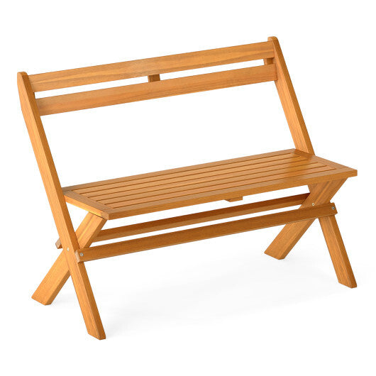2-Person Acacia Wood Patio Garden Bench with 800 lbs Capacity