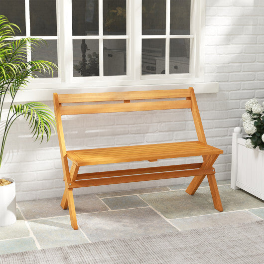 2-Person Acacia Wood Patio Garden Bench with 800 lbs Capacity