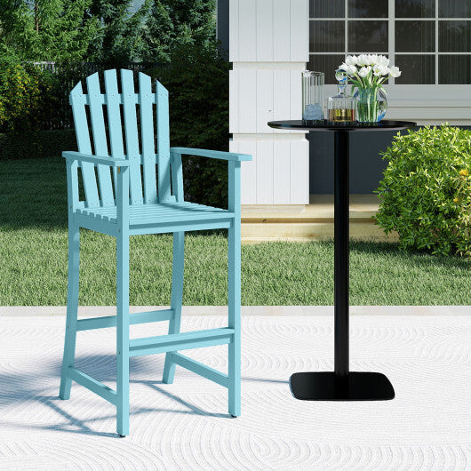 Tall Adirondack Chair with Armrests and Footrest for Deck-Turquoise W2B