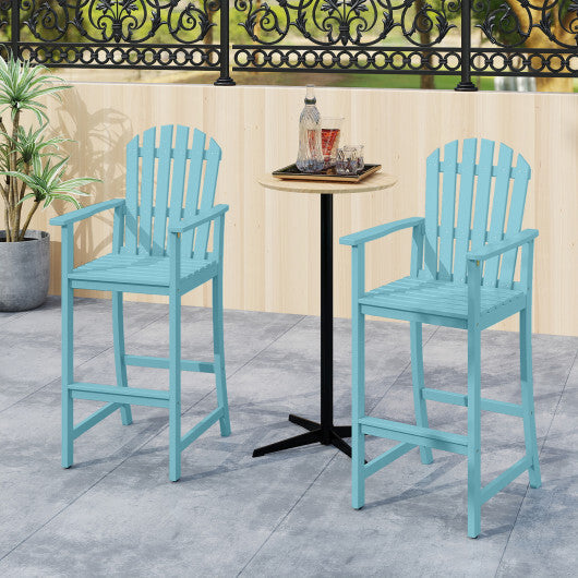 Tall Adirondack Chair with Armrests and Footrest for Deck-Turquoise W2B