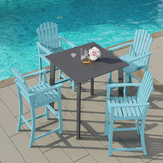 Tall Adirondack Chair with Armrests and Footrest for Deck-Turquoise W2B