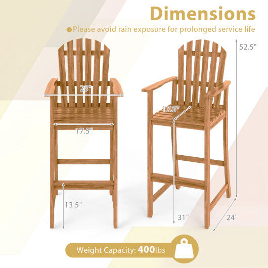 Tall Adirondack Chair with Armrests and Footrest for Deck-Turquoise W2B