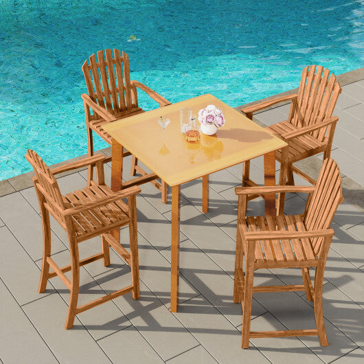 Tall Adirondack Chair with Armrests and Footrest for Deck-Turquoise W2B