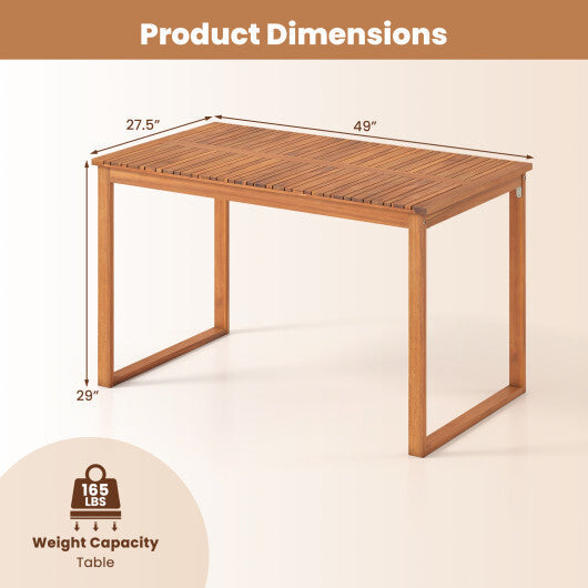 Outdoor Acacia Wood Dining Table with Slatted Tabletop for Garden W2B