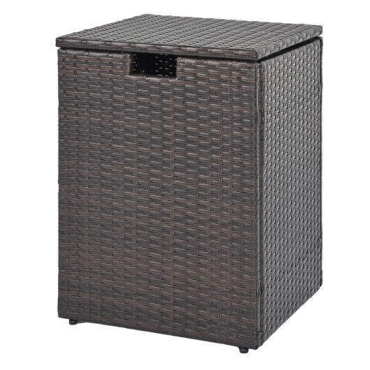 Rattan Propane Tank Cover Patio Hideaway Tank Side Table-Brown W2B