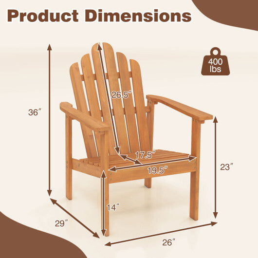 Stackable Adirondack Chair Set of 2 with Side Table-Natural W2B