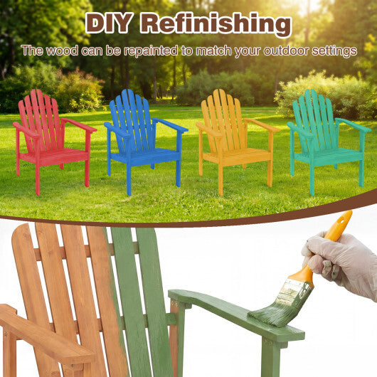 Stackable Adirondack Chair Set of 2 with Side Table-Natural W2B