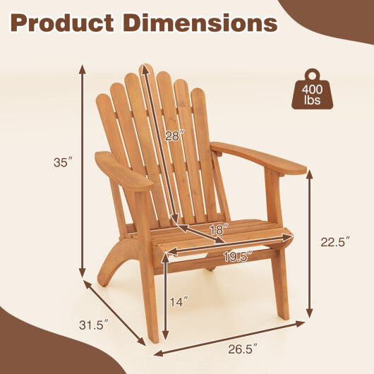 Acacia Wood Outdoor Patio Chair with 400 lbs Weight Capacity-Natural W2B