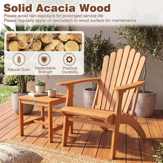 Acacia Wood Outdoor Patio Chair with 400 lbs Weight Capacity-Natural W2B