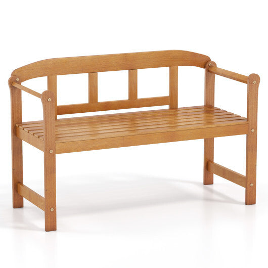 2-Seater Outdoor Acacia Wood Garden Bench with Backrest & Armrests W2B