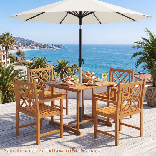 5-Piece Square Patio Dining Set for 4 with Acacia Table & Armchairs for Outdoor W2B