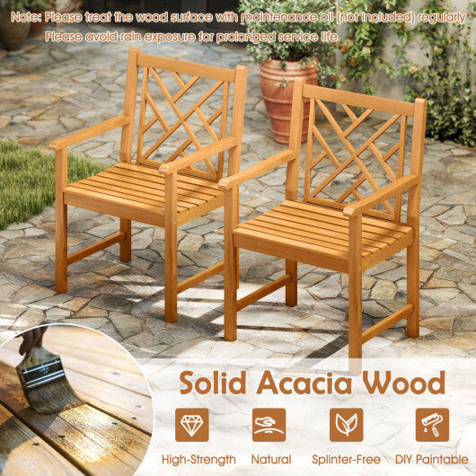 5-Piece Square Patio Dining Set for 4 with Acacia Table & Armchairs for Outdoor W2B
